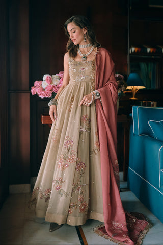 Zelda olive green anarkali set