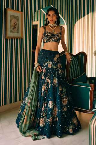Whimsy navy blue lehenga set