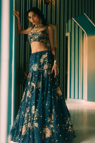Whimsy navy blue lehenga set