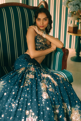 Whimsy navy blue lehenga set
