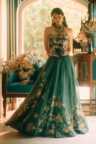 Twilight green lehenga set