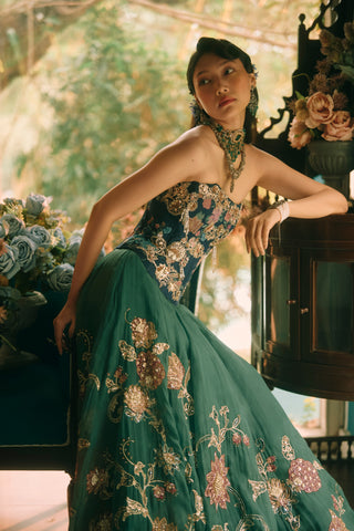 Twilight green lehenga set
