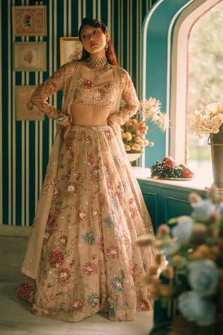 Petal ivory lehenga set