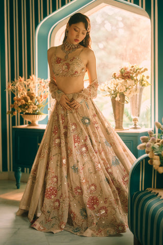 Petal ivory lehenga set