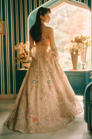 Petal ivory lehenga set