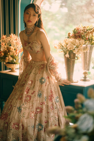 Petal ivory lehenga set