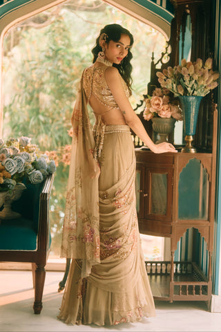 Beryl olive green sari set