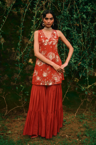 Elsie crimson red sharara set