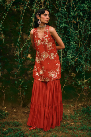 Elsie crimson red sharara set