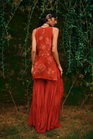 Elsie crimson red sharara set