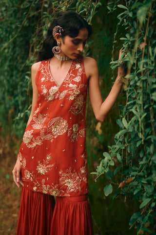 Elsie crimson red sharara set