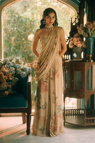 Magnolia ivory sari set