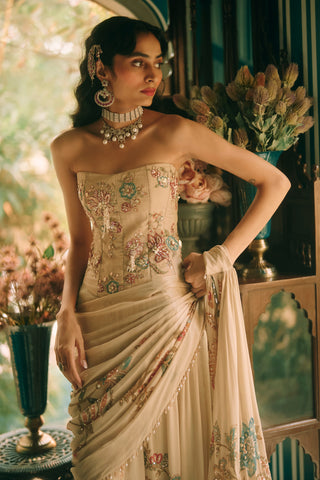 Magnolia ivory sari set