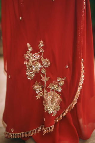 Kaia crimson red sari set