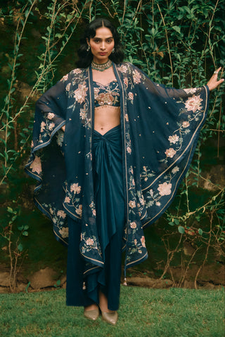 Starlight navy blue cape set