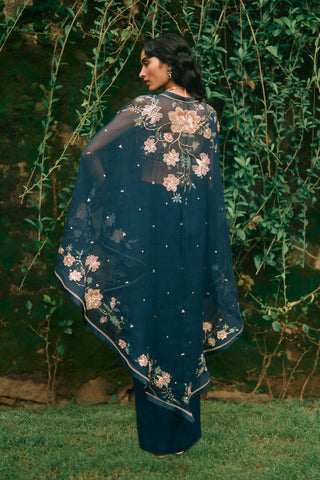 Starlight navy blue cape set