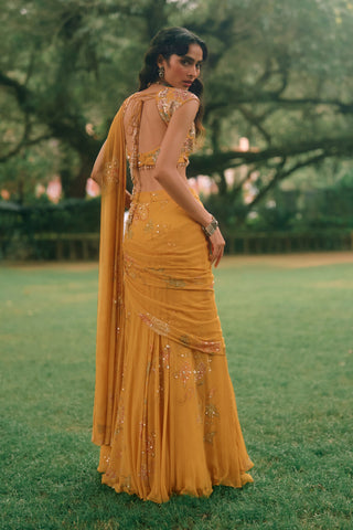 Etta mustard yellow sari set