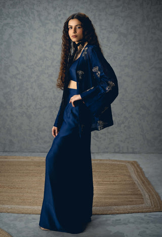 Navy blue mujo blouse with jacket and pants