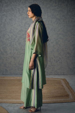 Blue shiro kurta with pants and scarf