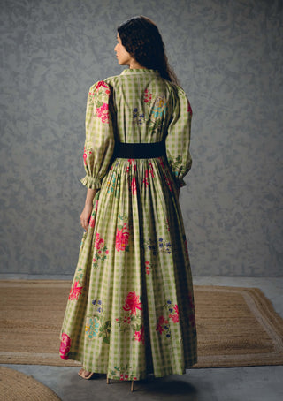 Green checkered anna dress