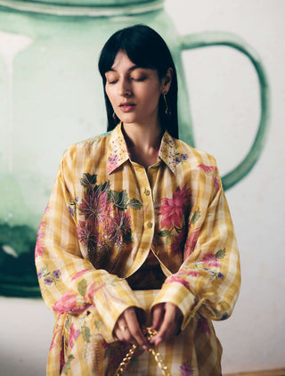 Yellow yuki shirt with skirt and bustier