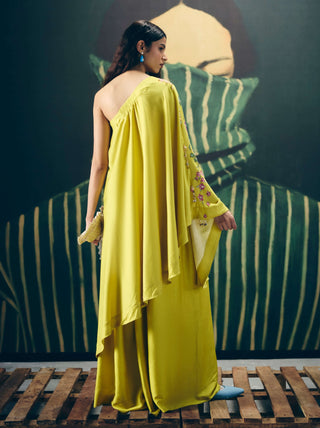 Yellow natsu one shoulder top with pants