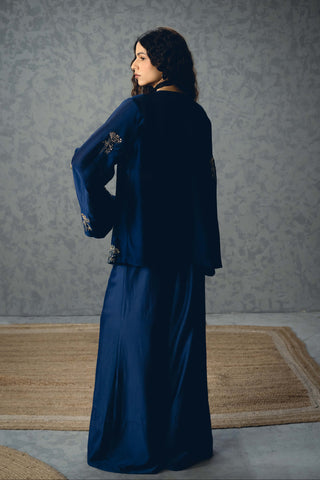 Navy blue mujo blouse with jacket and pants