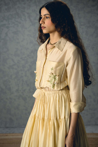 Ivory elina silk dress