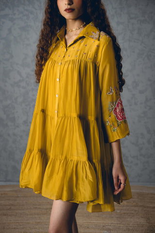 Yellow lana dress with inner