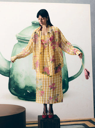 Yellow yuki shirt with skirt and bustier