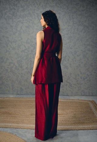 Burgundy alba top with pants