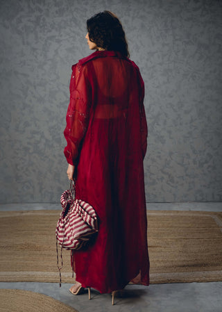 Burgundy nami jacket with top and pants