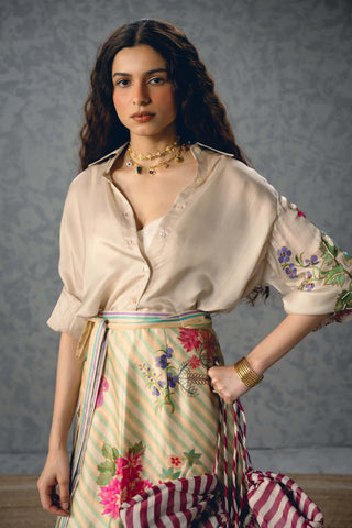 Ivory lya shirt with skirt