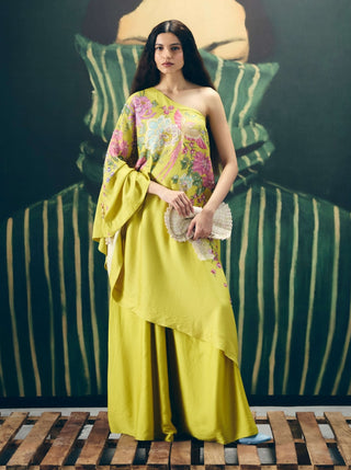 Yellow natsu one shoulder top with pants