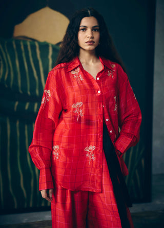 Red dena shirt with pants