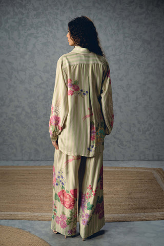 Green aika satin shirt with pants