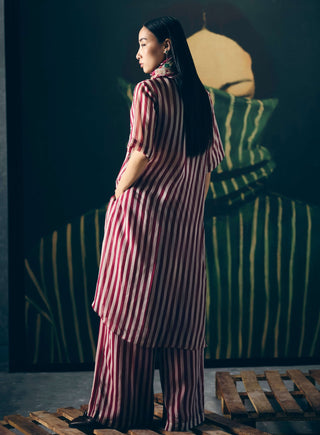 Orange puka kurta with bustier and pants
