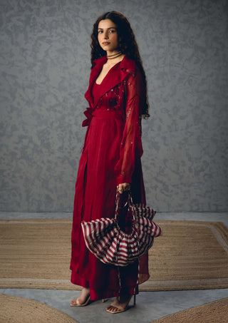 Burgundy nami jacket with top and pants