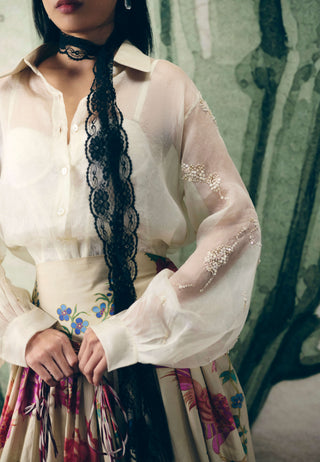 Ivory alora shirt with skirt and inner