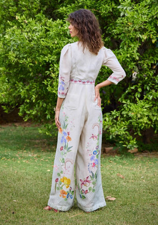 Laguna Off-White Jumpsuit by Pozruh, available on Indiaspopup.com