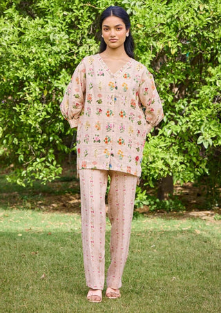 Freida Peach Shirt And Pant by Pozruh, available on Indiaspopup.com