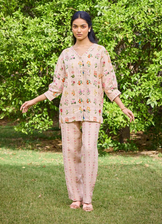 Freida Peach Shirt And Pant by Pozruh, available on Indiaspopup.com