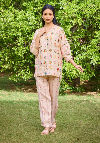 Freida Peach Shirt And Pant by Pozruh, available on Indiaspopup.com