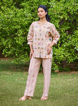 Freida Peach Shirt And Pant by Pozruh, available on Indiaspopup.com