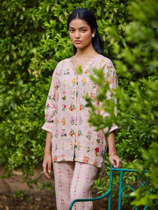 Freida Peach Shirt And Pant by Pozruh, available on Indiaspopup.com