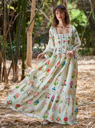 Floria Green Maxi Dress by Pozruh, available on Indiaspopup.com