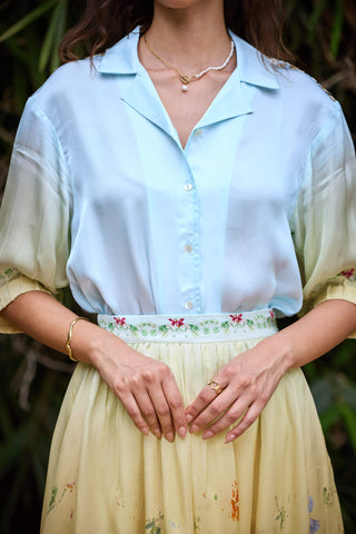 Cyprus Yellow Top And Skirt by Pozruh, available on Indiaspopup.com