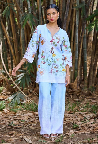 Amalfi Blue Shirt And Pant by Pozruh, available on Indiaspopup.com