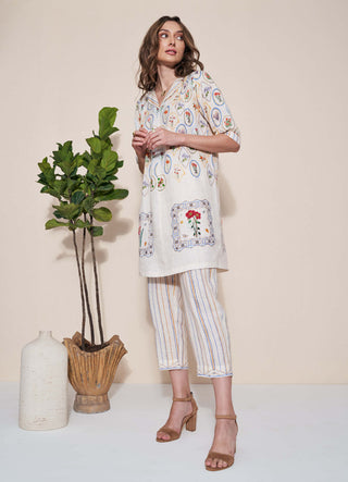 Pozruh-Magpie Ivory Tunic And Trouser-INDIASPOPUP.COM
