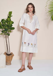 Pozruh-Pelican White Midi Dress-INDIASPOPUP.COM